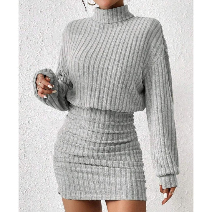 Women's Mini Dress | Ribbed Turtleneck Outfit | Elegant Dresses