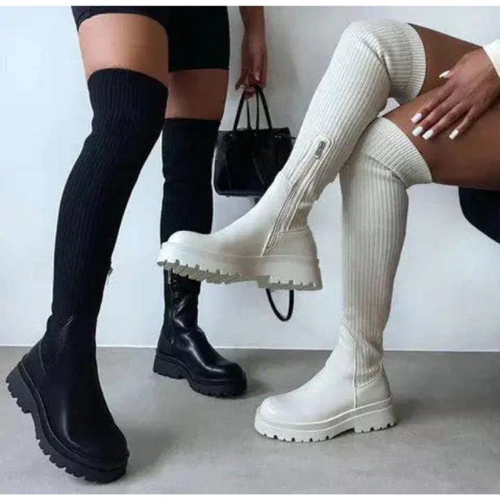 Knee High Boots | Women’s Stretch Shoes | Knitted Long Style