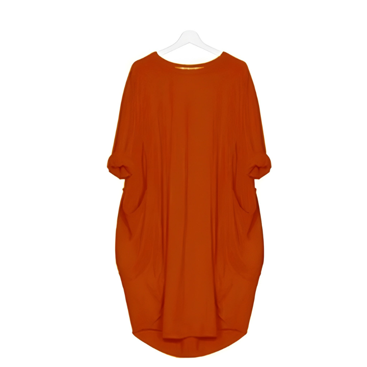 Women’s Dress | Round Neck & Loose Fit | Casual Clothing with Pockets