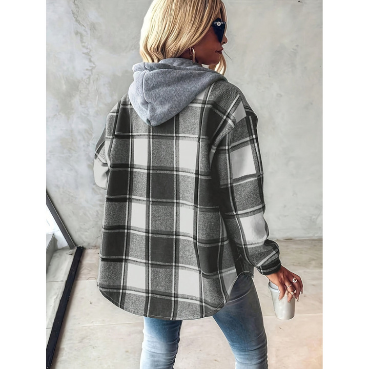 Women’s Jacket | Casual Hoodie Outerwear | Retro Check Clothing