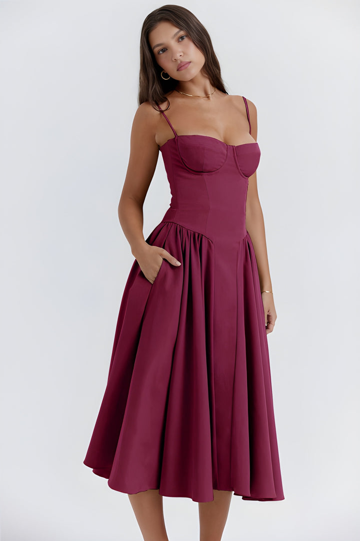 Women's Dress | Spaghetti Strap Retro Style | French Court Look | Polyester Fibre