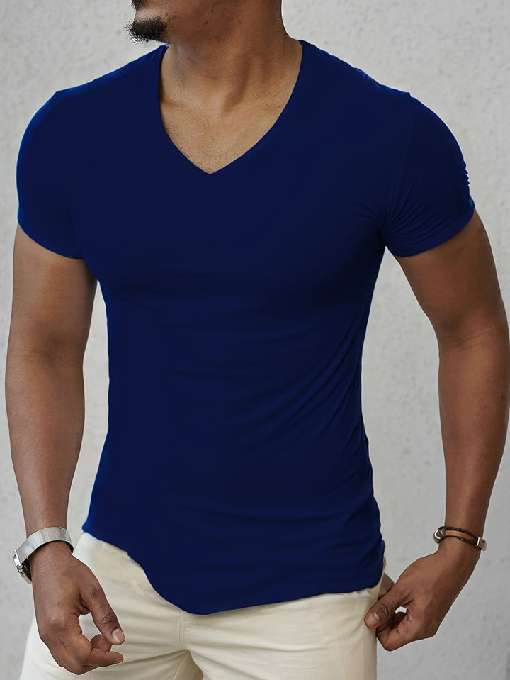 Men’s T-Shirt | V-Neck & Short Sleeves | Casual & Comfortable | Lightweight Polyester