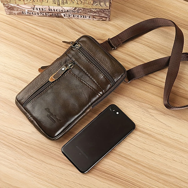 Men’s Crossbody Bag | Genuine Leather | Compact & Functional | Multiple Zipped Compartments