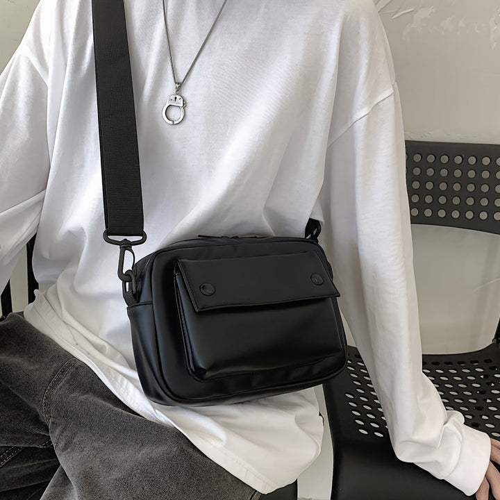 Men’s Shoulder Bag | Flap & Zip Closure | Removable Strap & Compact Design | PU Leather