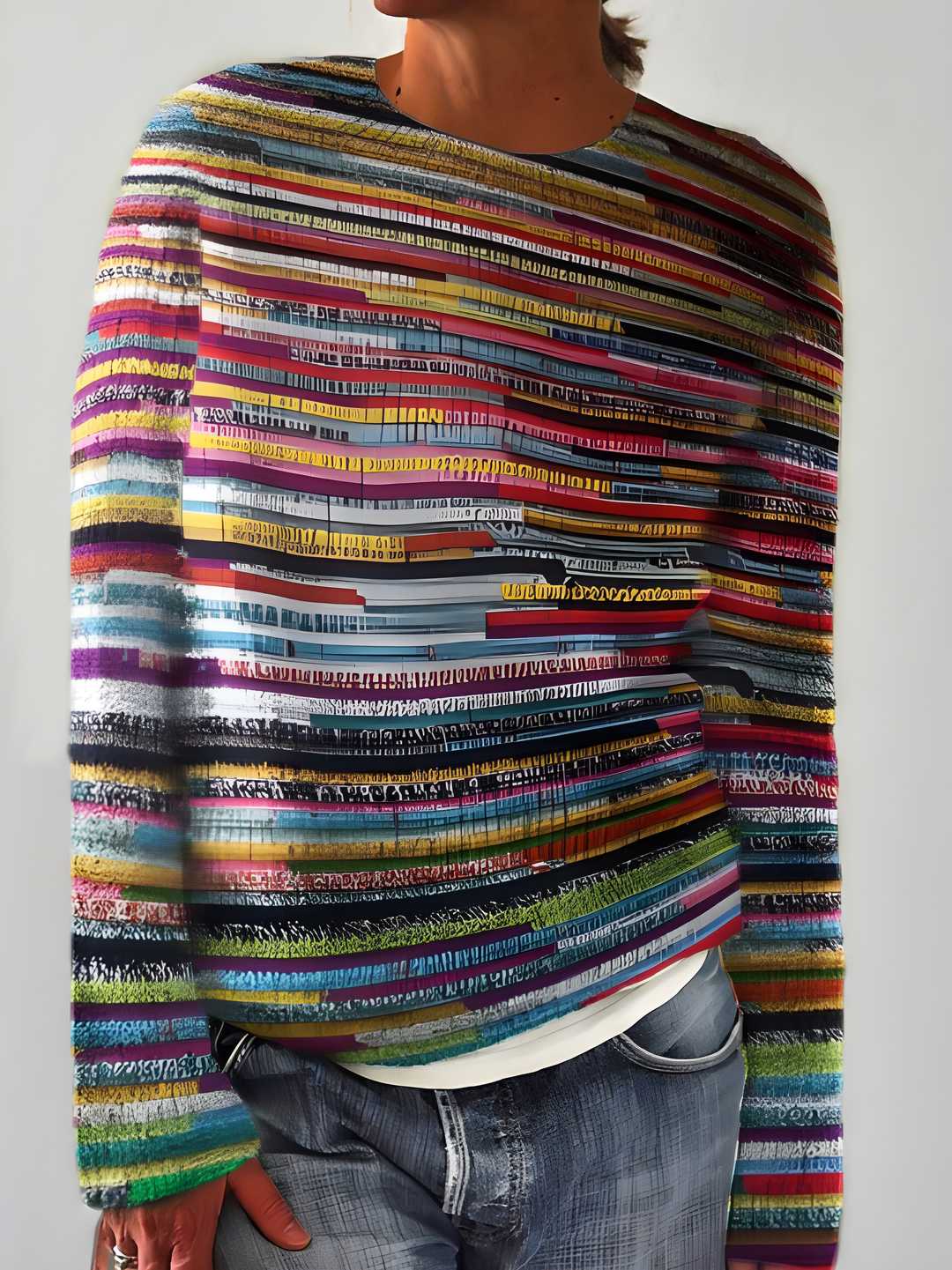 Women’s Knitted Sweater | Printed Design | O-Neck & Long Sleeves | Casual Winter Style