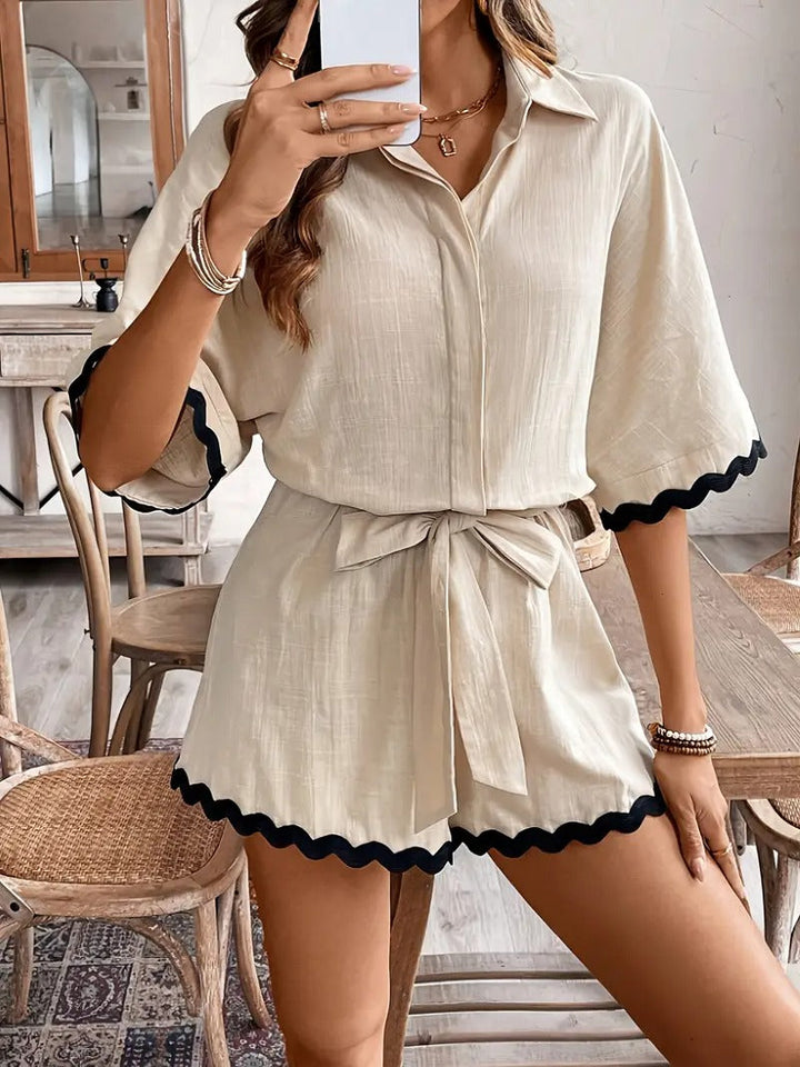 Jumpsuit for Women | Colour Block & Tie Waist | Summer & Casual | Lightweight Polyester Design