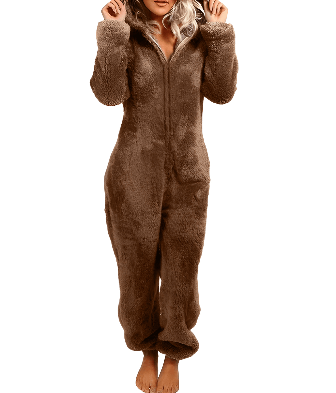 Women's Jumpsuit | Thick Fleece Loungewear | Hooded & Zippered | Long Sleeves