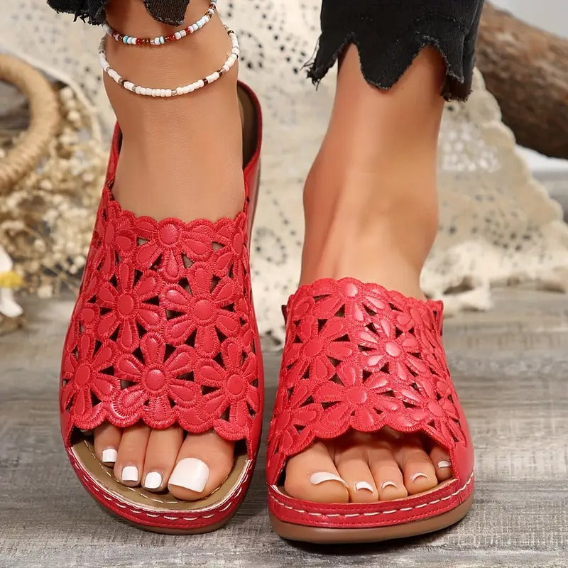 Ladies' Sandals | Floral Pattern & Wedge Heel | Soft Sole & Hollowed Platform | Comfortable Walking Sandals