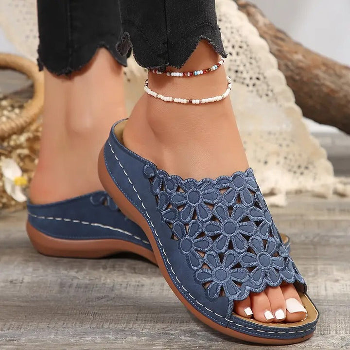 Ladies' Sandals | Floral Pattern & Wedge Heel | Soft Sole & Hollowed Platform | Comfortable Walking Sandals