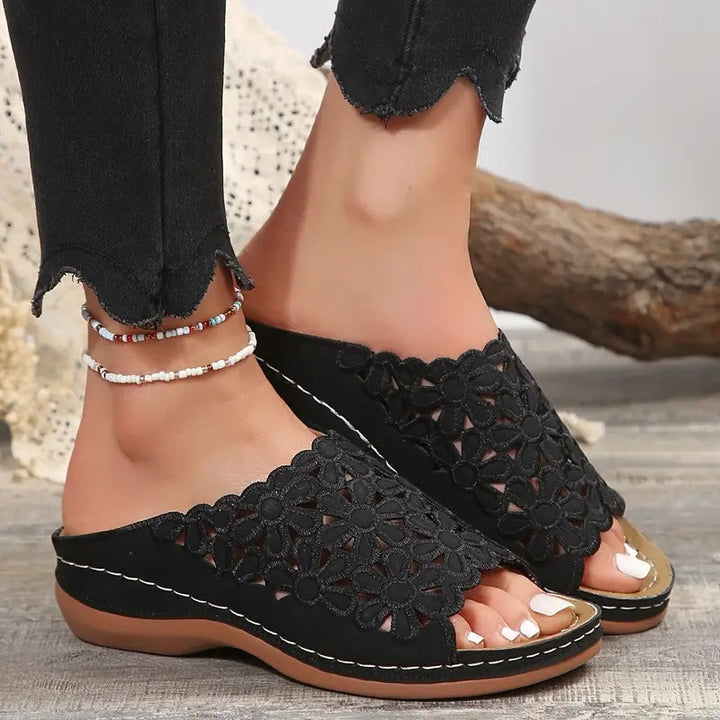 Ladies' Sandals | Floral Pattern & Wedge Heel | Soft Sole & Hollowed Platform | Comfortable Walking Sandals