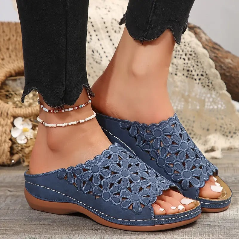 Ladies' Sandals | Floral Pattern & Wedge Heel | Soft Sole & Hollowed Platform | Comfortable Walking Sandals