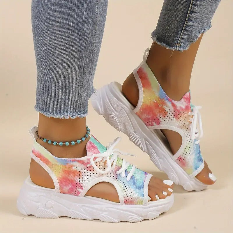 Ladies' Sandals | Open Toe & Front Lacing | Thick Sole & Mesh Design | Summer Comfort