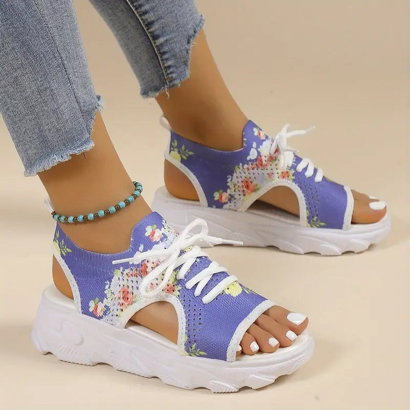 Ladies' Sandals | Open Toe & Front Lacing | Thick Sole & Mesh Design | Summer Comfort