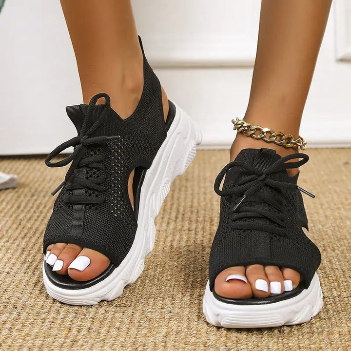 Ladies' Sandals | Open Toe & Front Lacing | Thick Sole & Mesh Design | Summer Comfort