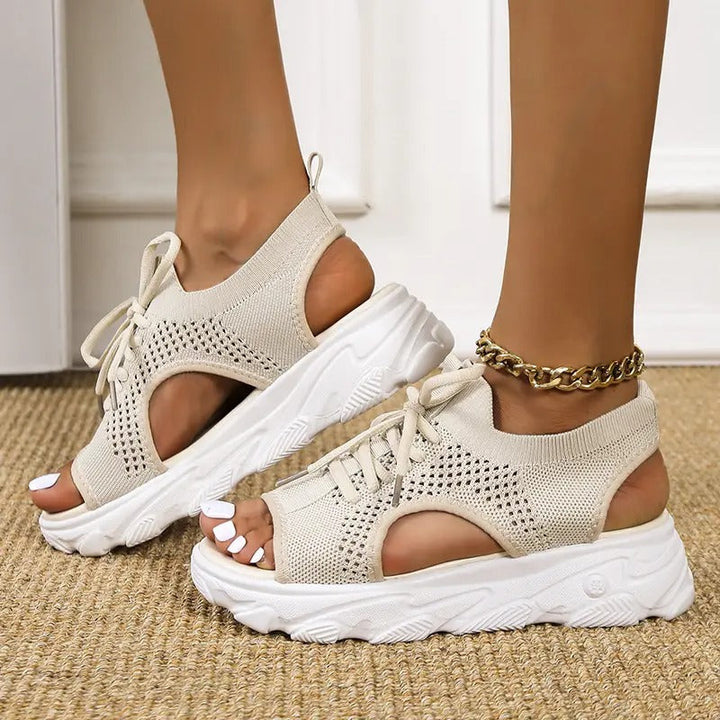Ladies' Sandals | Open Toe & Front Lacing | Thick Sole & Mesh Design | Summer Comfort