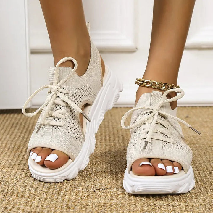 Ladies' Sandals | Open Toe & Front Lacing | Thick Sole & Mesh Design | Summer Comfort