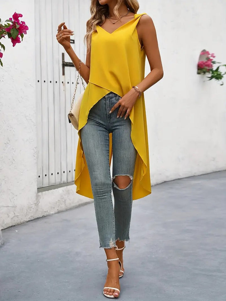 Ladies' Top | Elegant Asymmetric Shoulder & Off-Shoulder | Modern & Summery Style