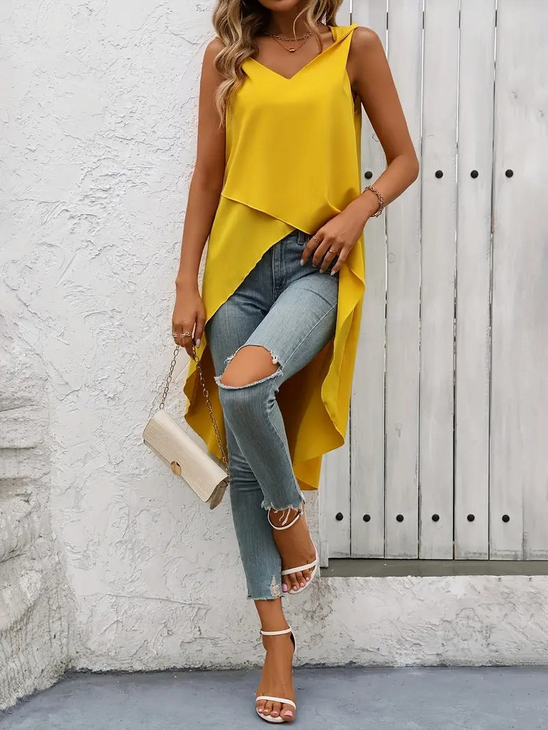 Ladies' Top | Elegant Asymmetric Shoulder & Off-Shoulder | Modern & Summery Style