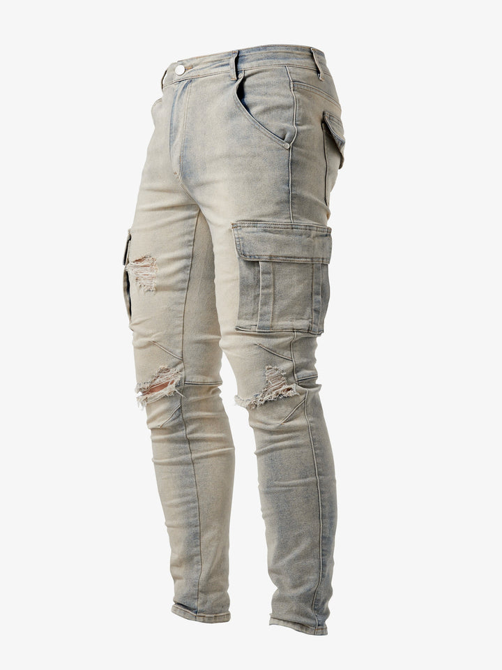 Men's Cargo Jeans | Slim Fit | Multiple Pockets & Stretch | Casual Street Style