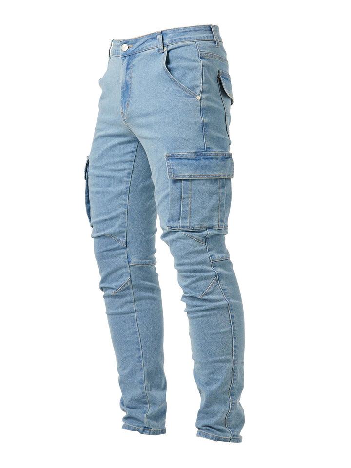 Men's Cargo Jeans | Slim Fit | Multiple Pockets & Stretch | Casual Street Style