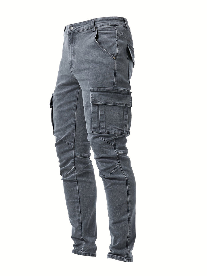 Men's Cargo Jeans | Slim Fit | Multiple Pockets & Stretch | Casual Street Style