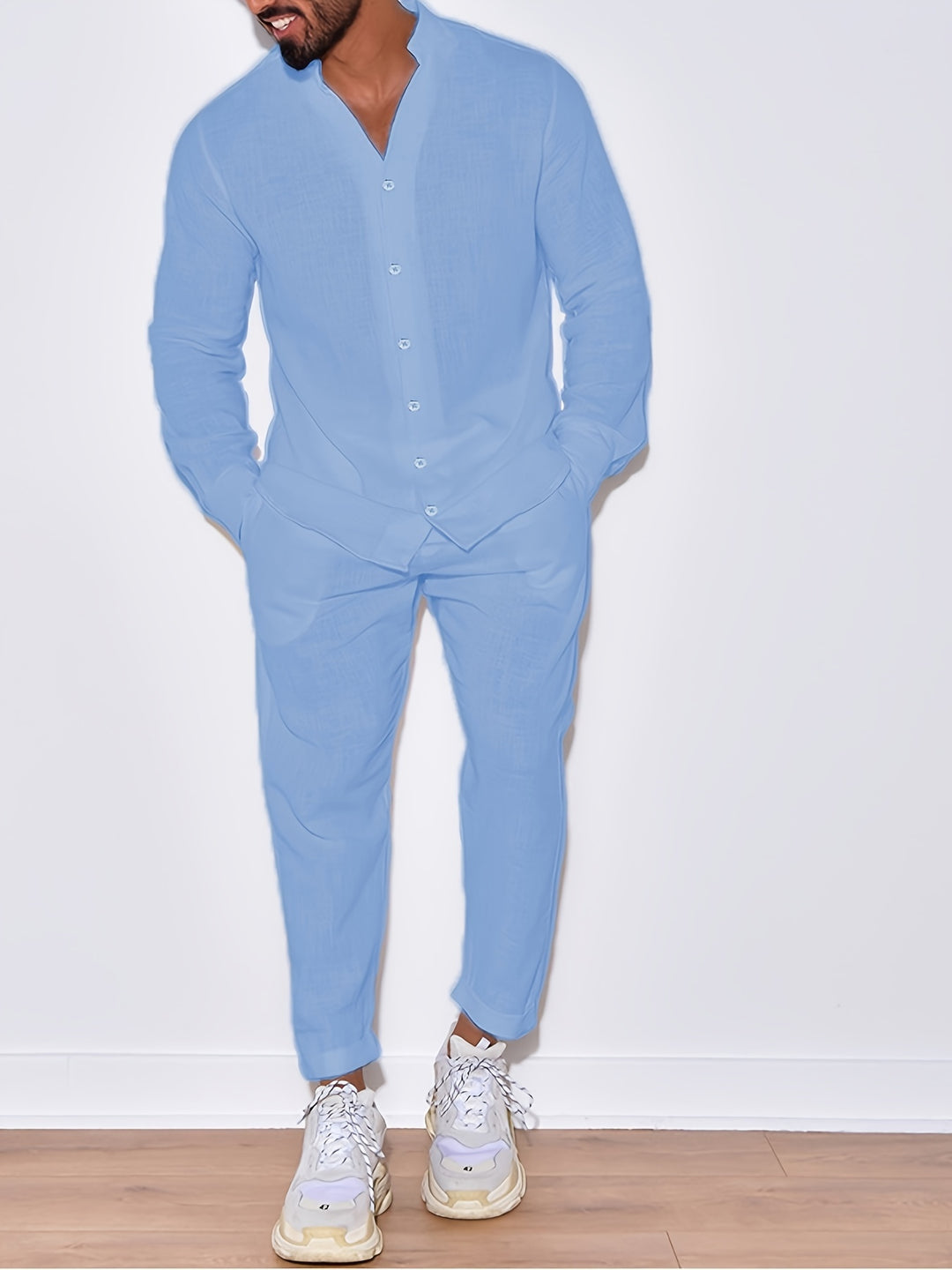 Men's Cotton-Linen Set | Long Sleeves & Unique Design | Breathable & Lightweight