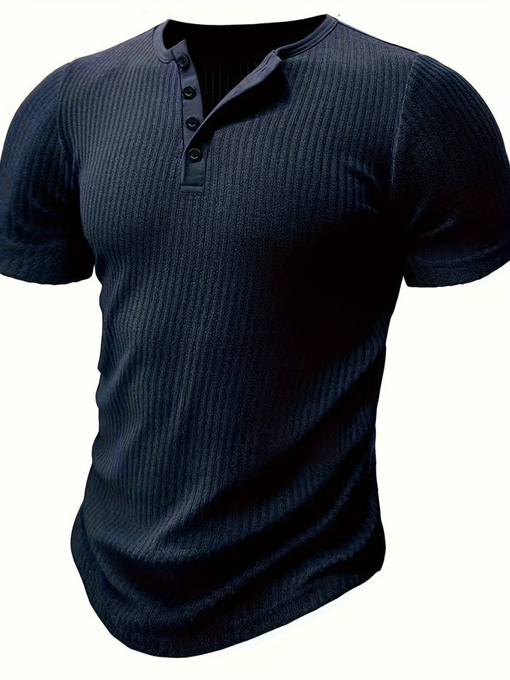 Men's Henley Shirt | Knitted & Striped | Casual & Chic | Summer
