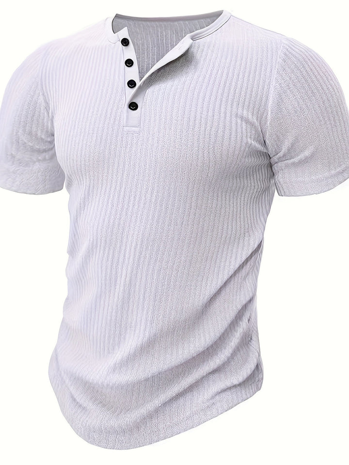 Men's Henley Shirt | Knitted & Striped | Casual & Chic | Summer