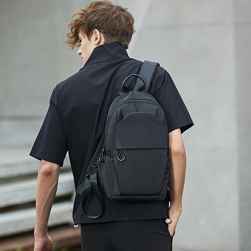Men's Mini Backpack | Lightweight & Durable | Multiple Compartments | Black Oxford Fabric