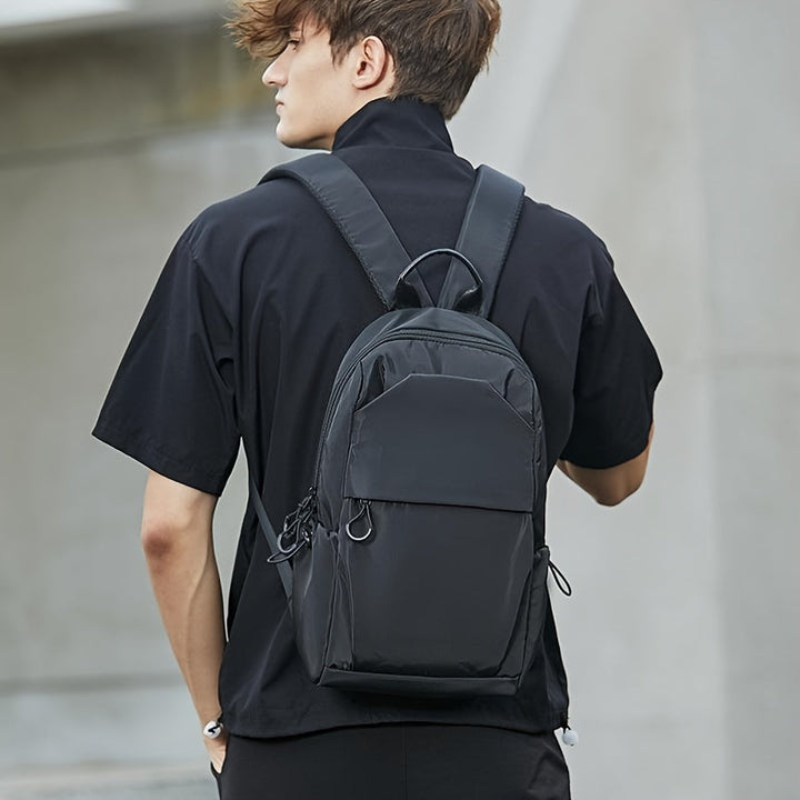 Men's Mini Backpack | Lightweight & Durable | Multiple Compartments | Black Oxford Fabric