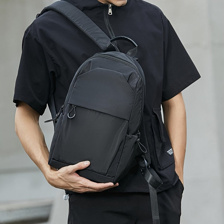 Men's Mini Backpack | Lightweight & Durable | Multiple Compartments | Black Oxford Fabric