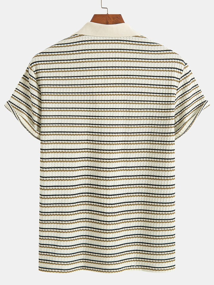 Men's Polo Shirt | Striped Knit | Comfortable & Breathable | Summer