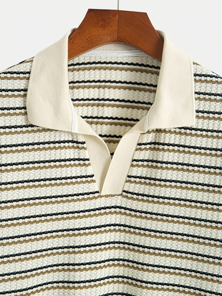 Men's Polo Shirt | Striped Knit | Comfortable & Breathable | Summer