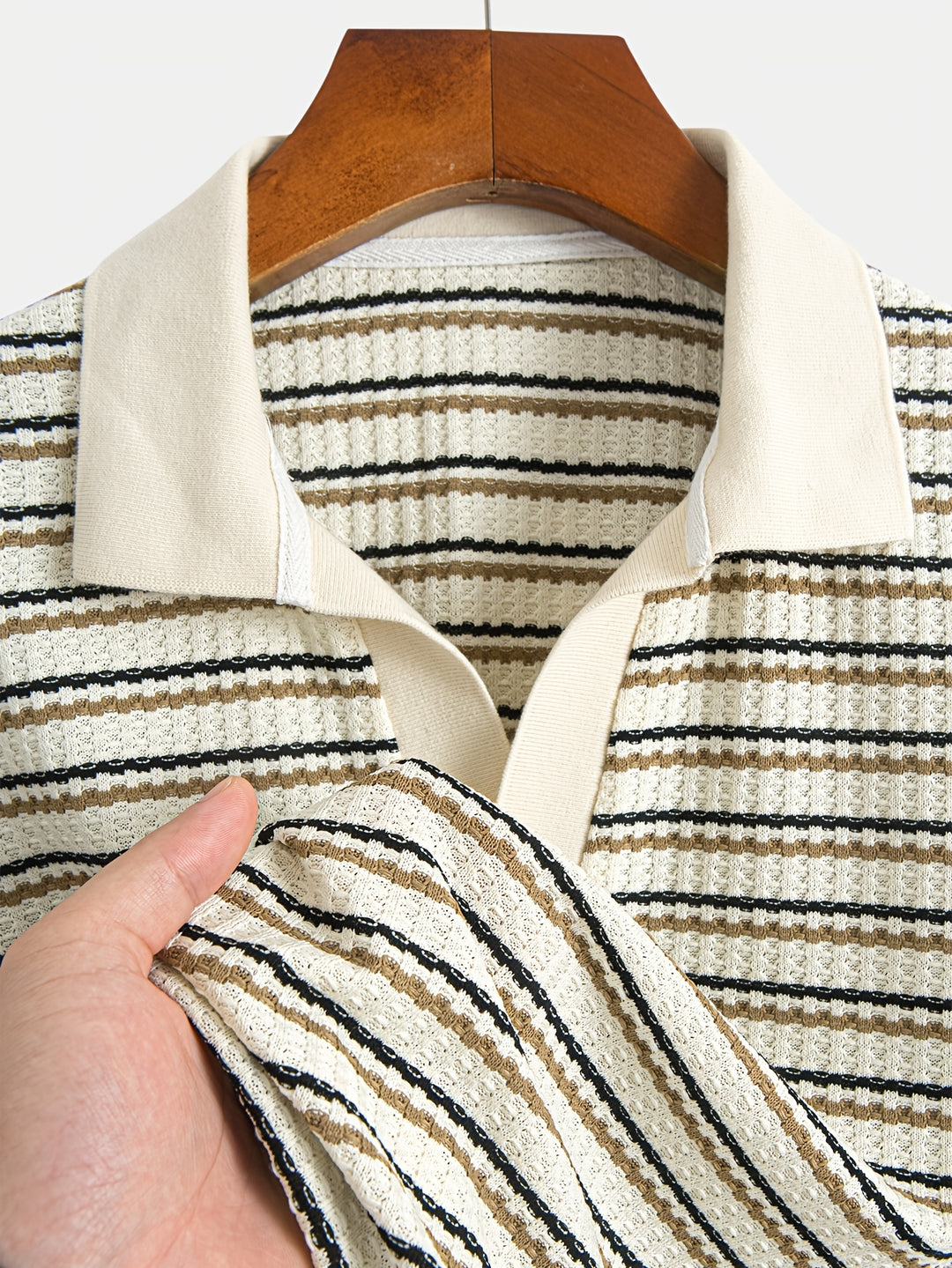Men's Polo Shirt | Striped Knit | Comfortable & Breathable | Summer