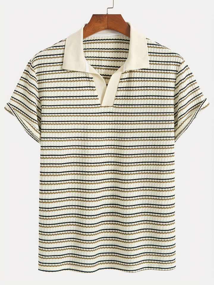 Men's Polo Shirt | Striped Knit | Comfortable & Breathable | Summer