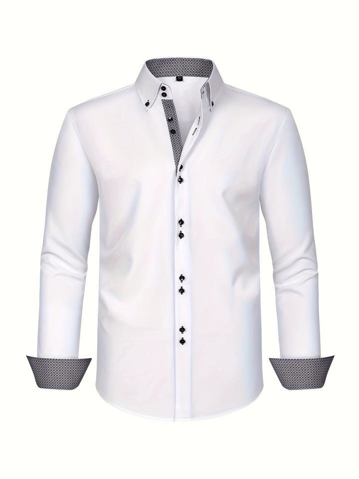 Men's Shirt | Double-Breasted & Stretch | Light Blue & Contrast Cuffs