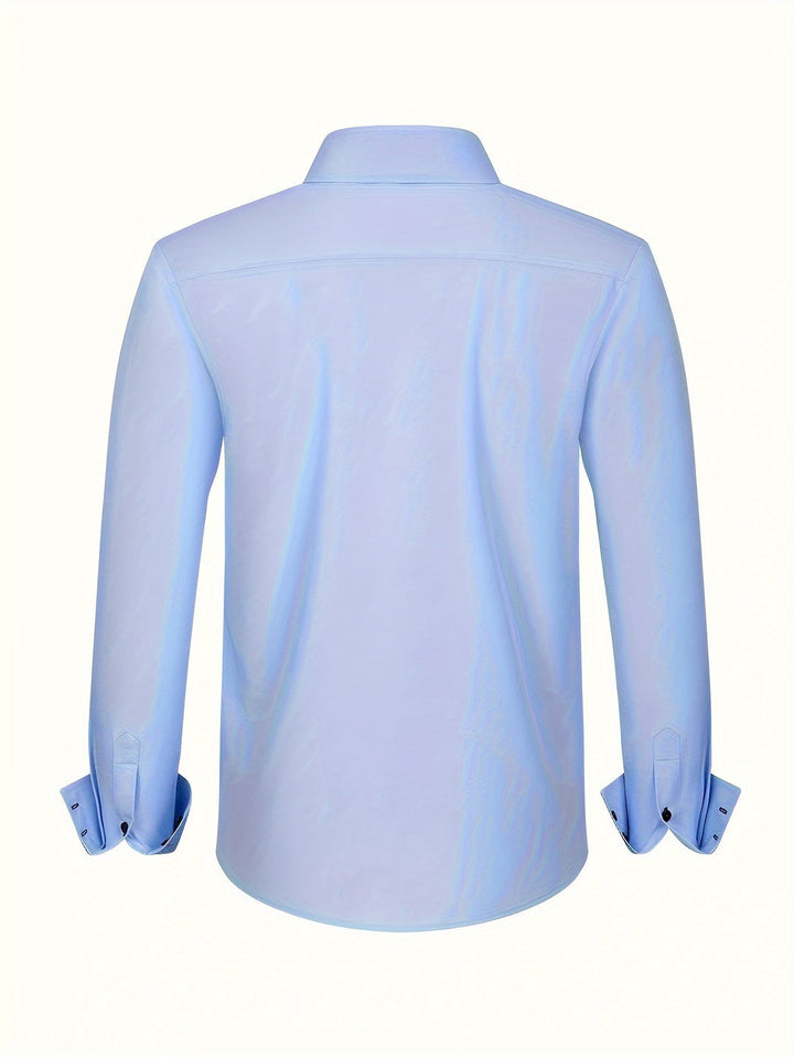 Men's Shirt | Double-Breasted & Stretch | Light Blue & Contrast Cuffs