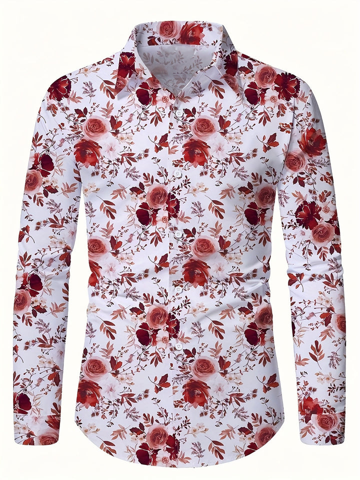 Men's Shirt | Floral Print | Lightweight & Comfortable | Long Sleeve & Collar