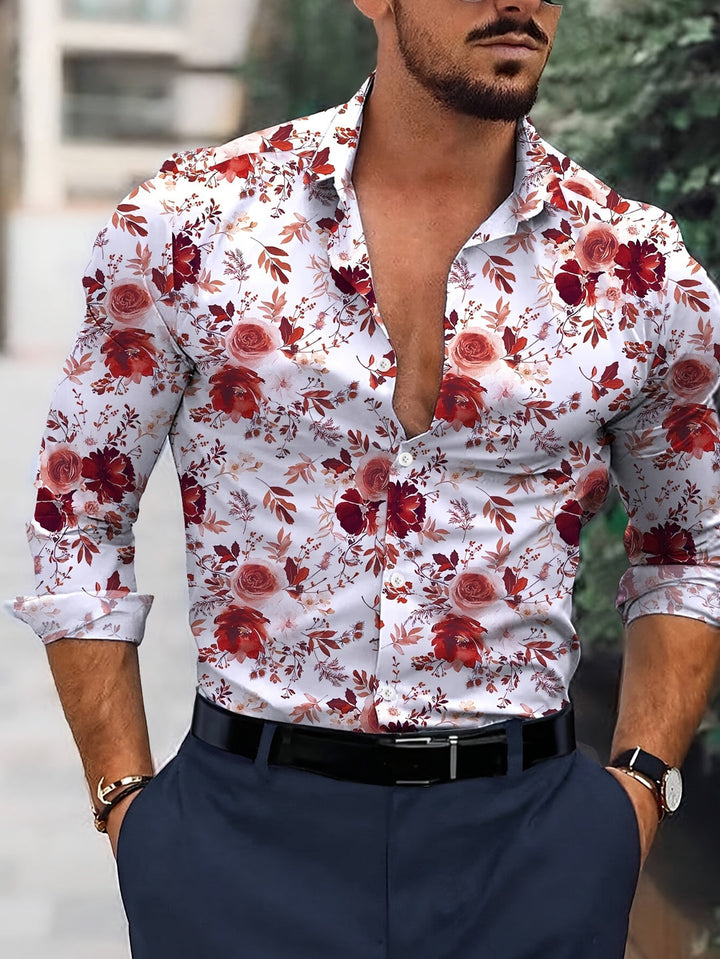 Men's Shirt | Floral Print | Lightweight & Comfortable | Long Sleeve & Collar
