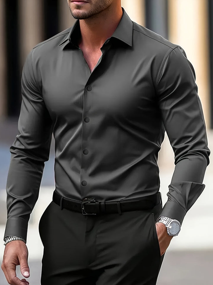 Men's Shirt | Semi-Transparent & Elegant | Long Sleeve & Notched Collar