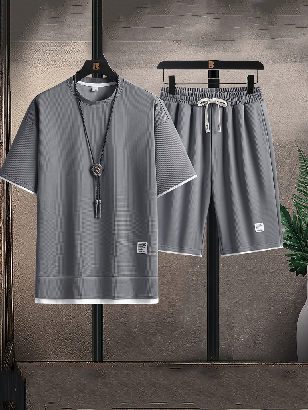 Men's Sports Set | Waffle Pattern & Breathable | Loose Fit | Polyester