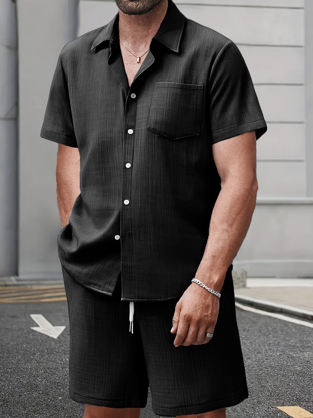 Men's Summer Set | Casual & Comfortable | Short Sleeves & Drawstring Shorts