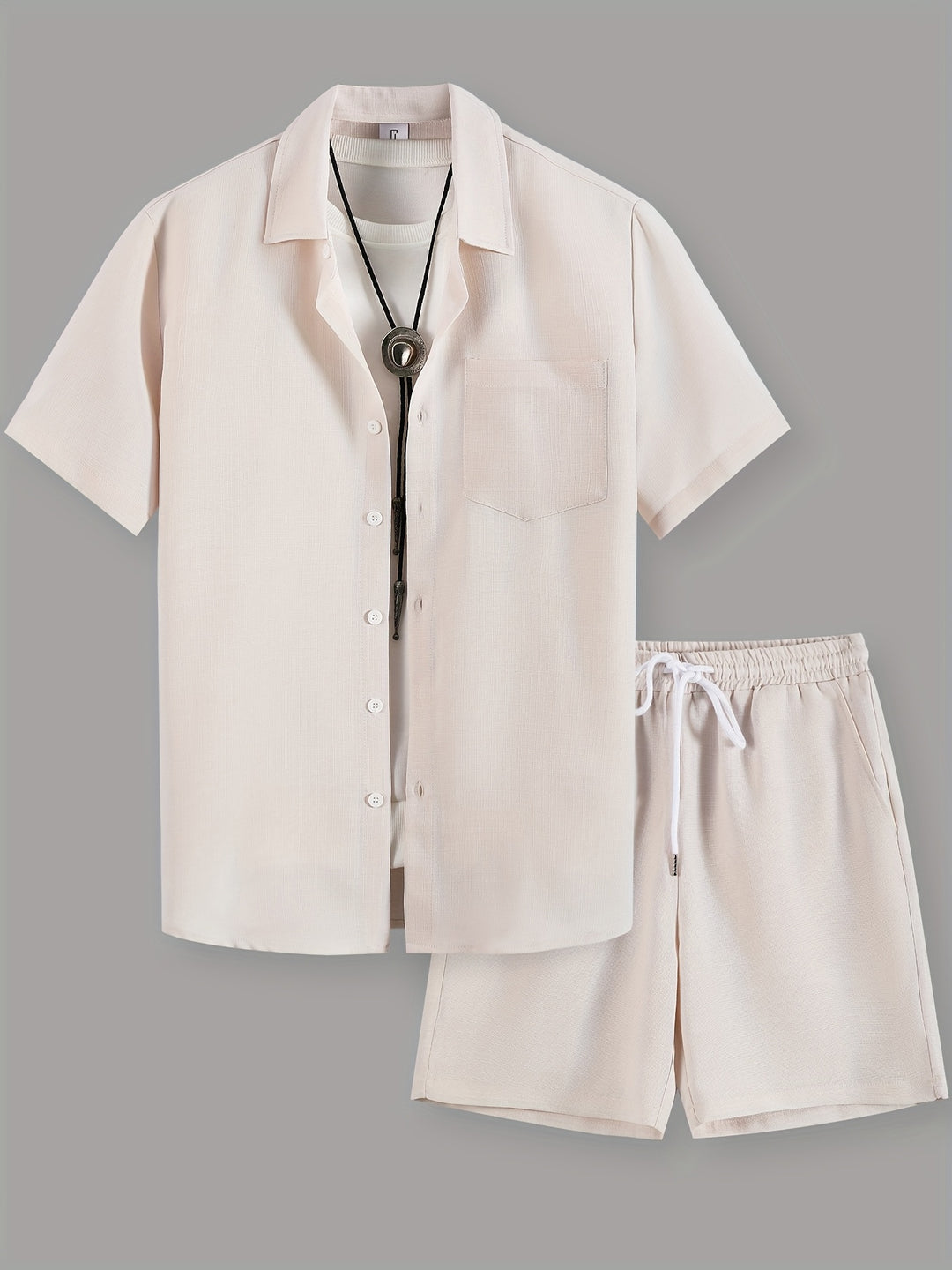 Men's Summer Set | Casual & Comfortable | Short Sleeves & Drawstring Shorts