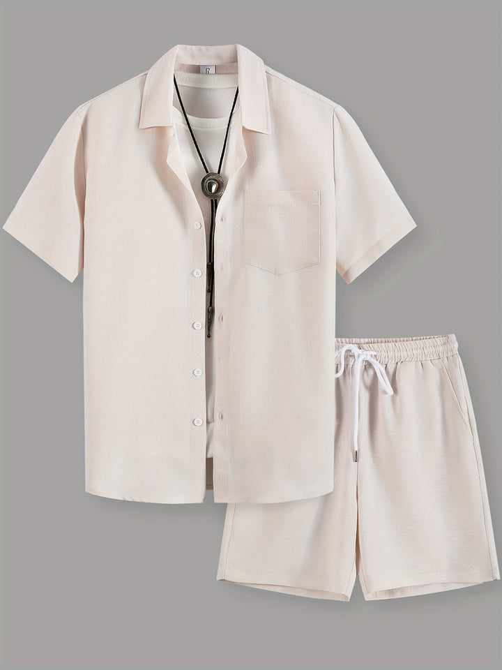 Men's Summer Set | Casual & Comfortable | Short Sleeves & Drawstring Shorts