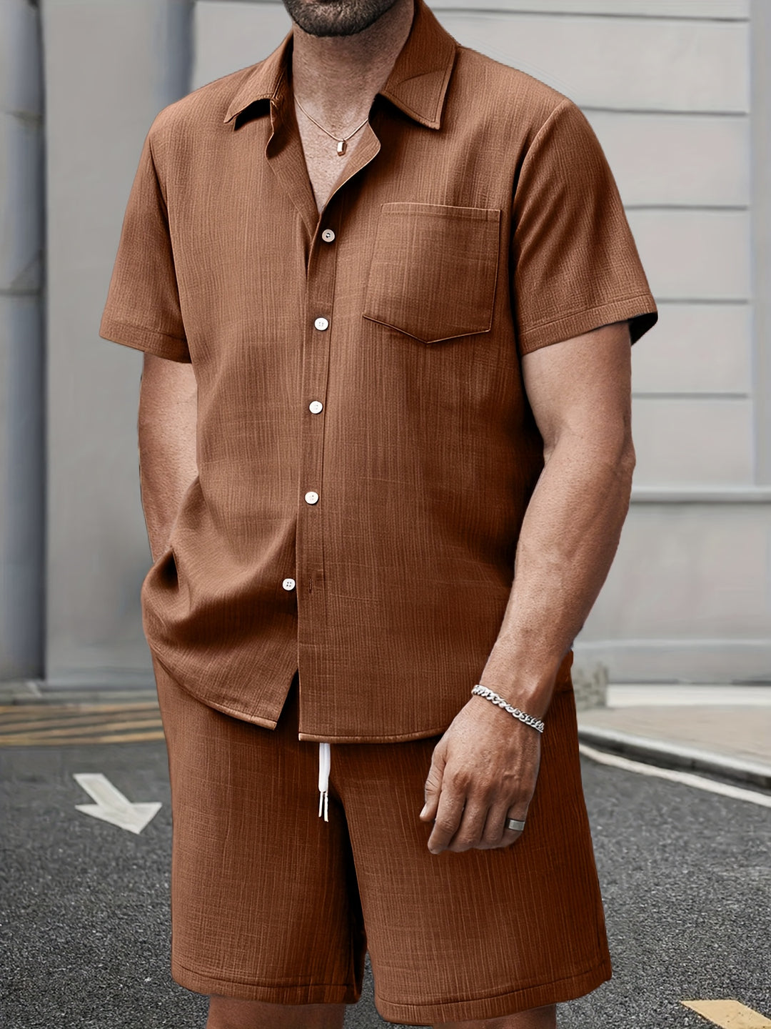 Men's Summer Set | Casual & Comfortable | Short Sleeves & Drawstring Shorts