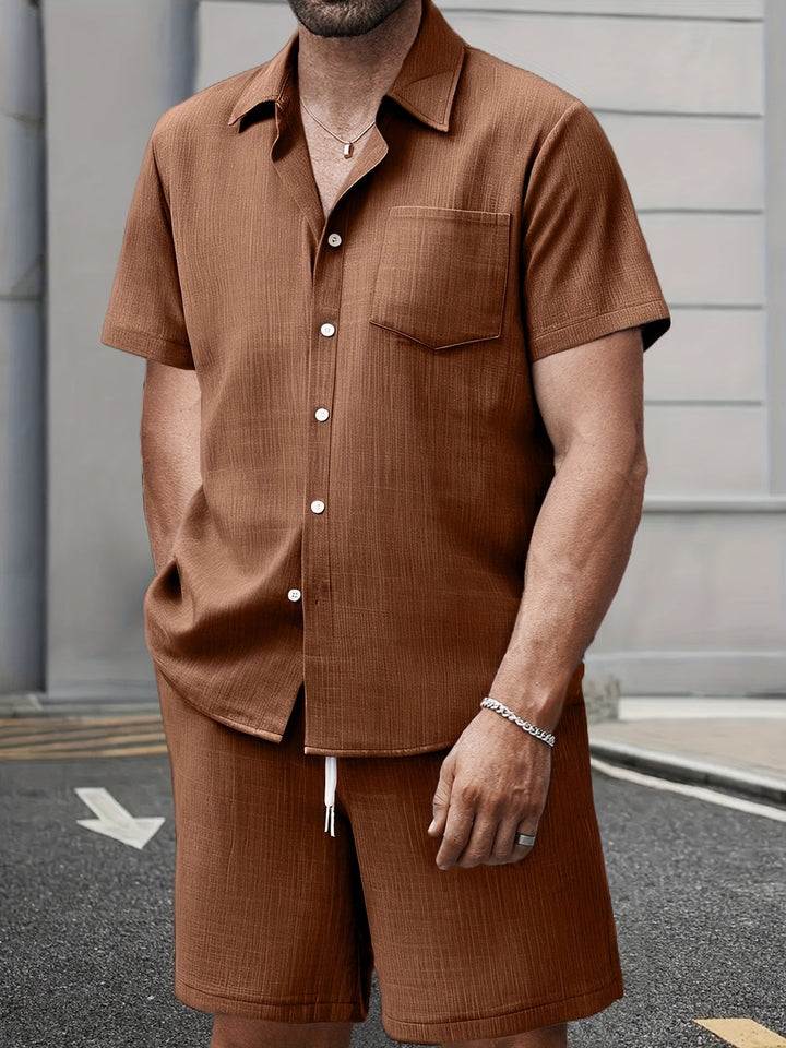 Men's Summer Set | Casual & Comfortable | Short Sleeves & Drawstring Shorts