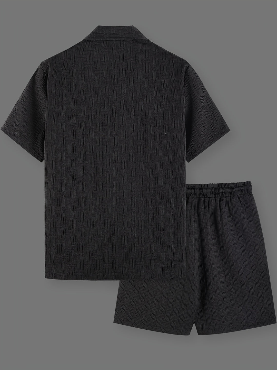 Men's Summer Set | Embroidered Shirt & Drawstring Shorts | Solid Colour | Casual