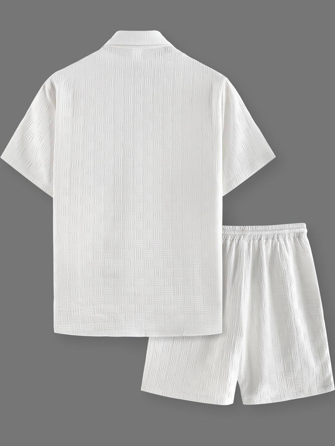 Men's Summer Set | Embroidered Shirt & Drawstring Shorts | Solid Colour | Casual