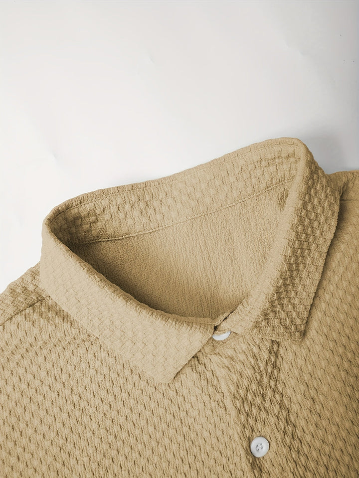 Men's Summer Set | Revere Collar Shirt & Drawstring Shorts | Solid Colour | Casual