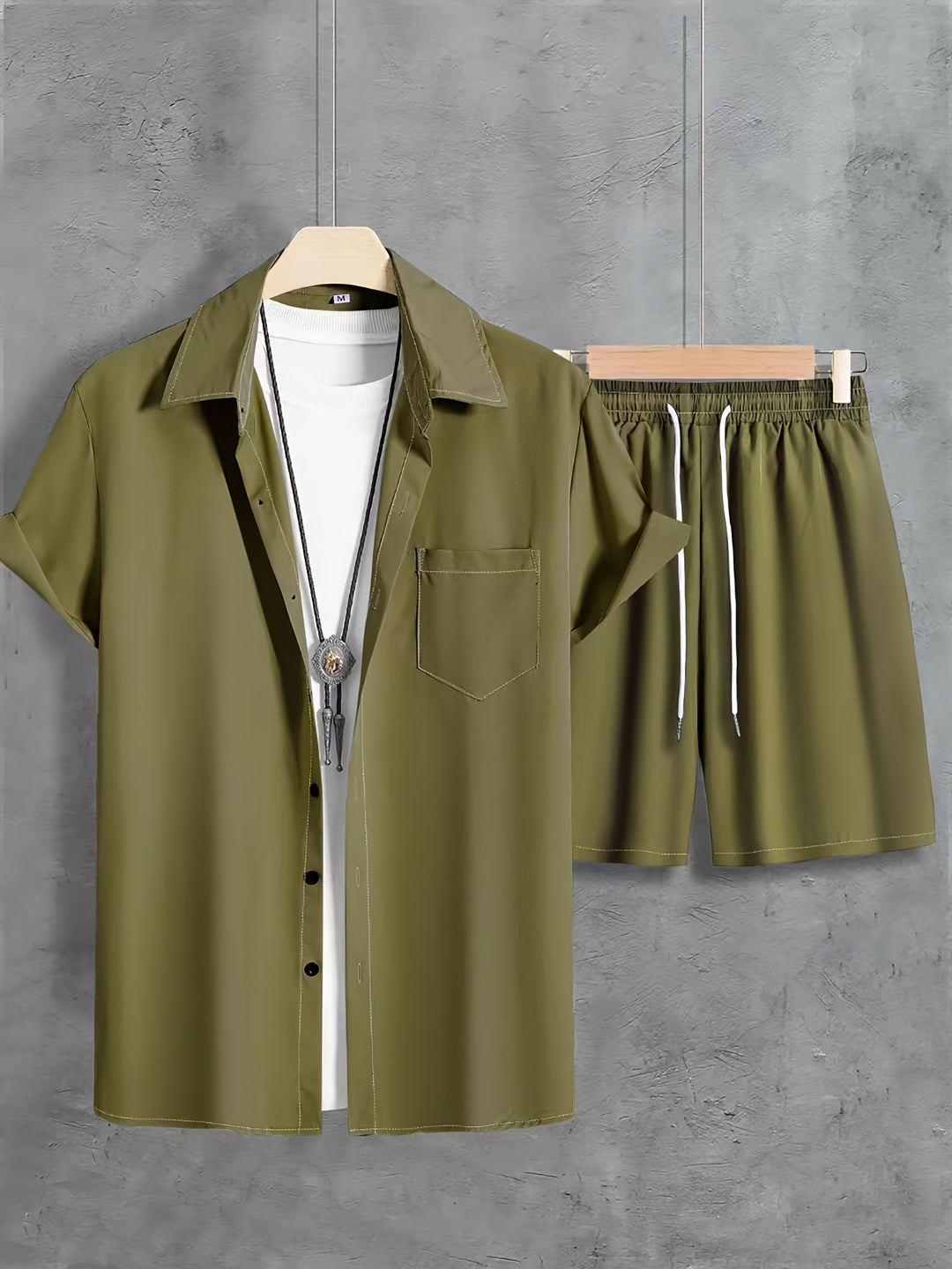 Men's Summer Set | Stylish Revere Collar Shirt & Drawstring Shorts | Breathable & Comfortable